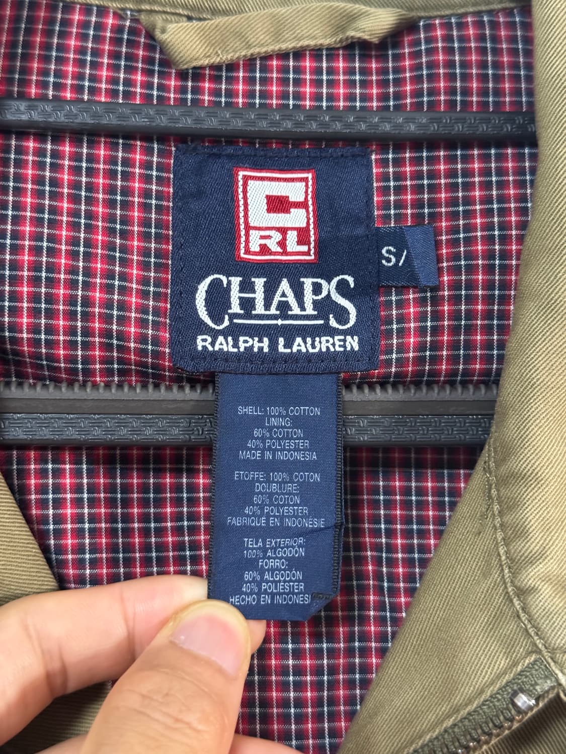 Chaps 랄프로렌 체크 안감 카키 자켓 100-105 상품이미지2