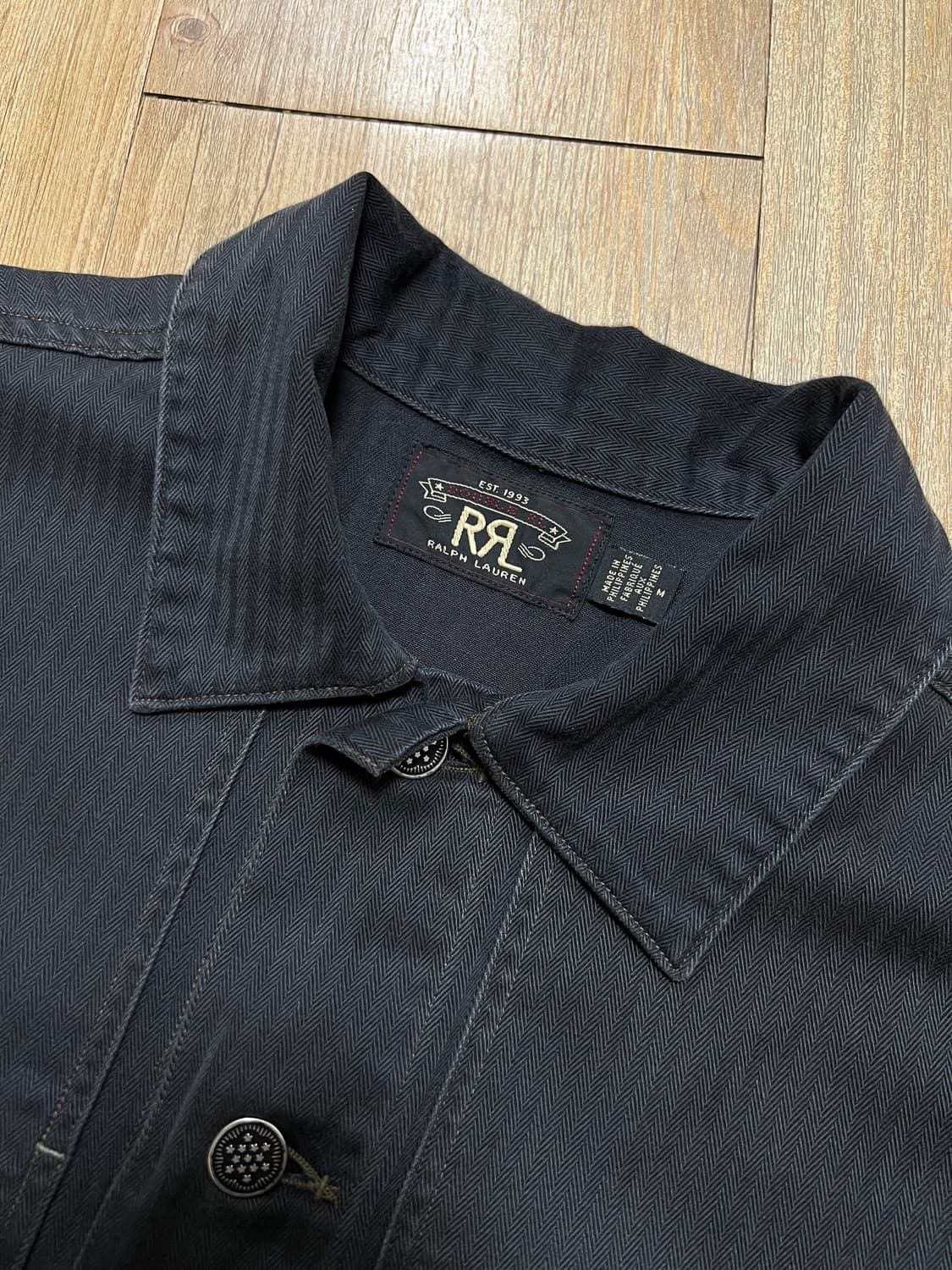 택포25) RRL 더블알엘 헤링본 트윌 셔츠 서플러스 블랙 M 상품이미지4