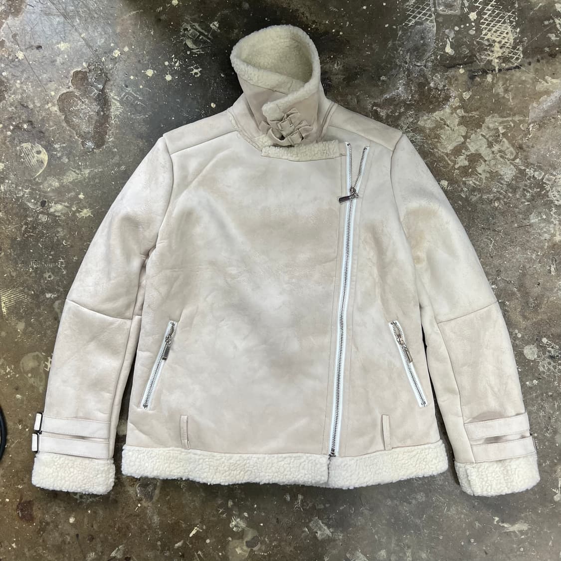 66) 새제품 ZARA 자라 스웨이드 양털 뽀글이 무스탕 자켓 상품이미지1