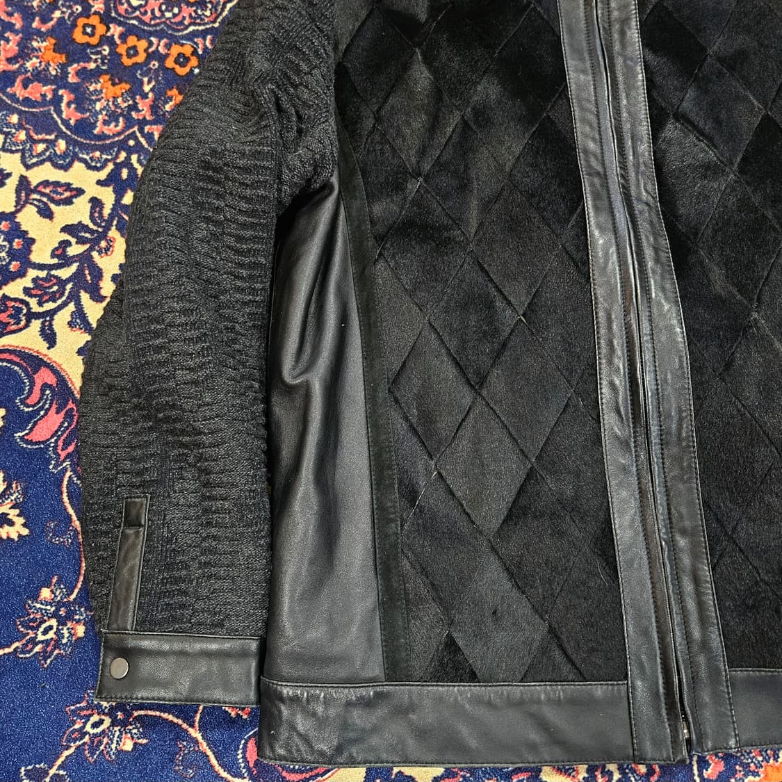 헨드메이드 램스킨 니트 레이어드 다이아몬드 스웨이드 양가죽자켓 상품이미지5