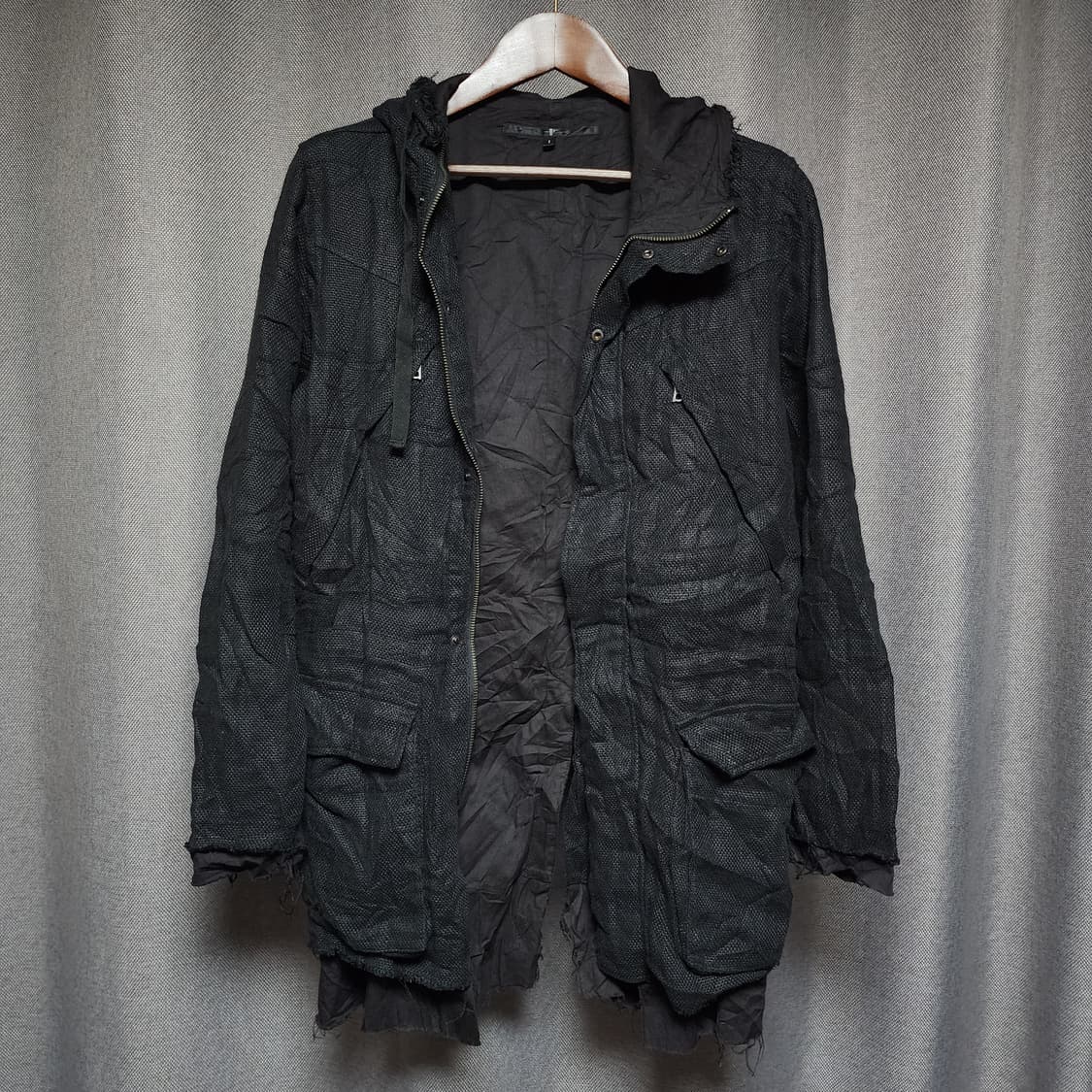 No Id 컷오프 아티잔 레이온 후드 자켓 상품이미지3