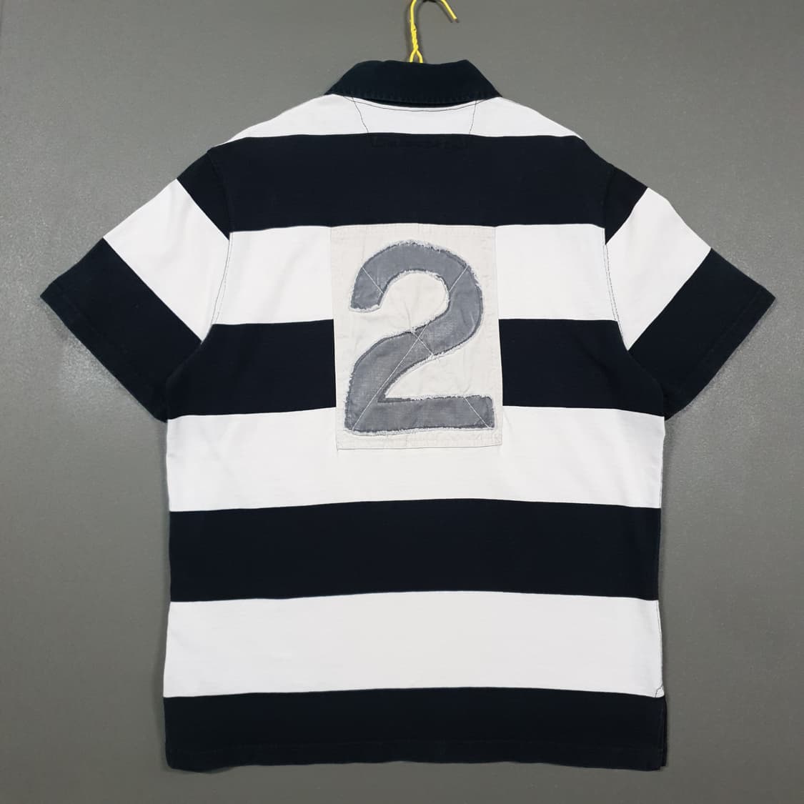 L) 폴로 랄프로렌 스트라이프 럭비 반팔 카라티 피케 셔츠 블랙 화이트 상품이미지9