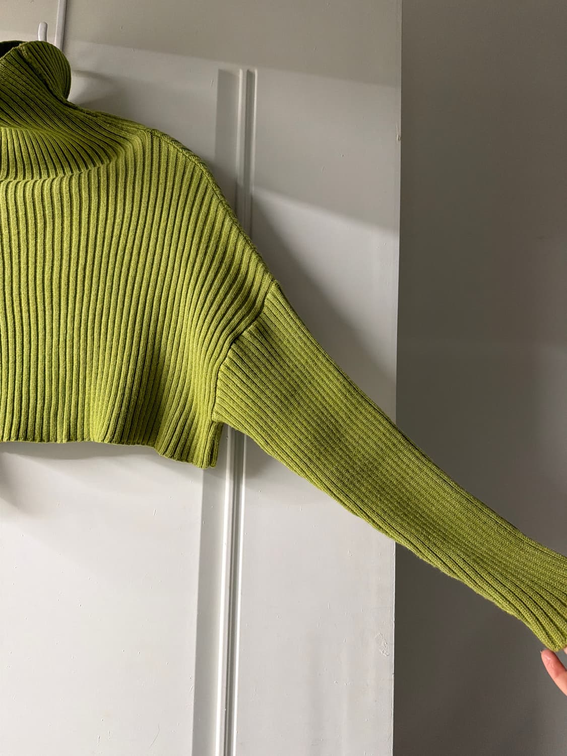 일본빈티지 올리브 크롭 터틀넥 니트 상품이미지7
