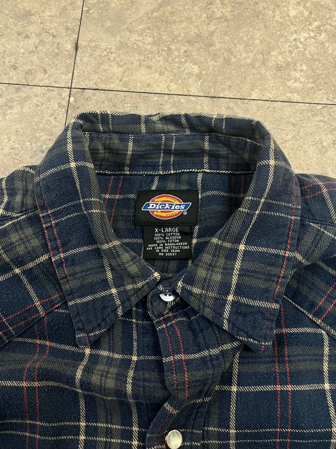 디키즈 버튼 체크 셔츠 네이비 XL #csz2887 상품이미지3