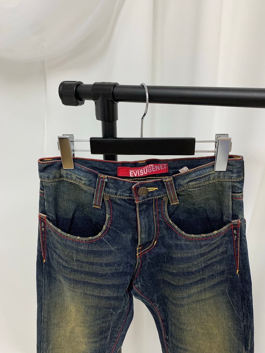 에비수 레드스티치 옐로우 워싱진 상품이미지4