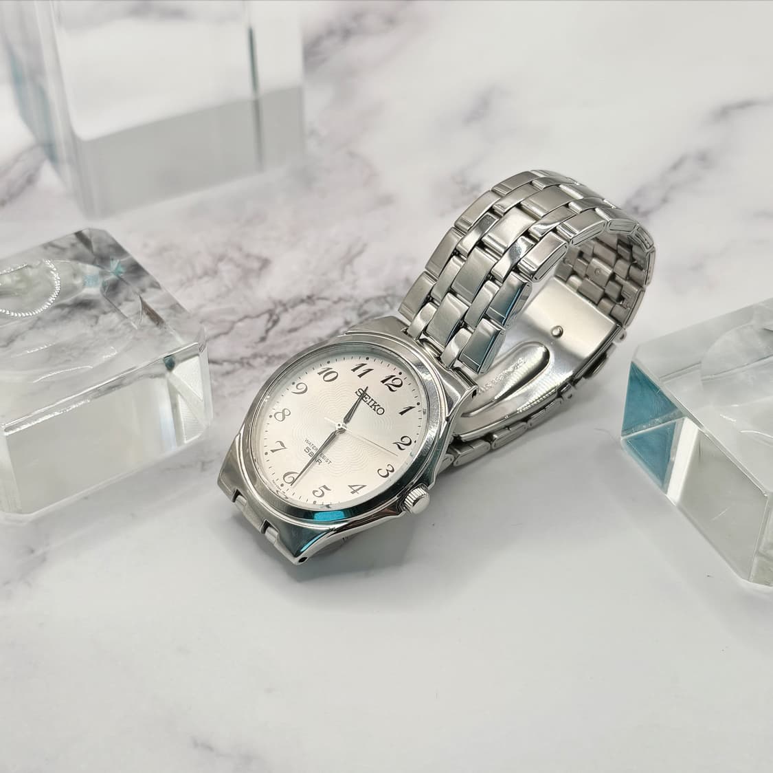 90s00s 빈티지 세이코 화이트 5BAR 기요셰다이얼  브레이슬릿 워치 상품이미지4