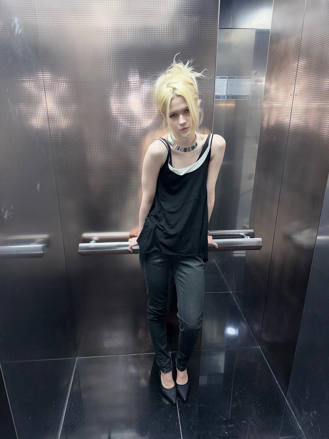 coated silver stripe jeans 상품이미지1