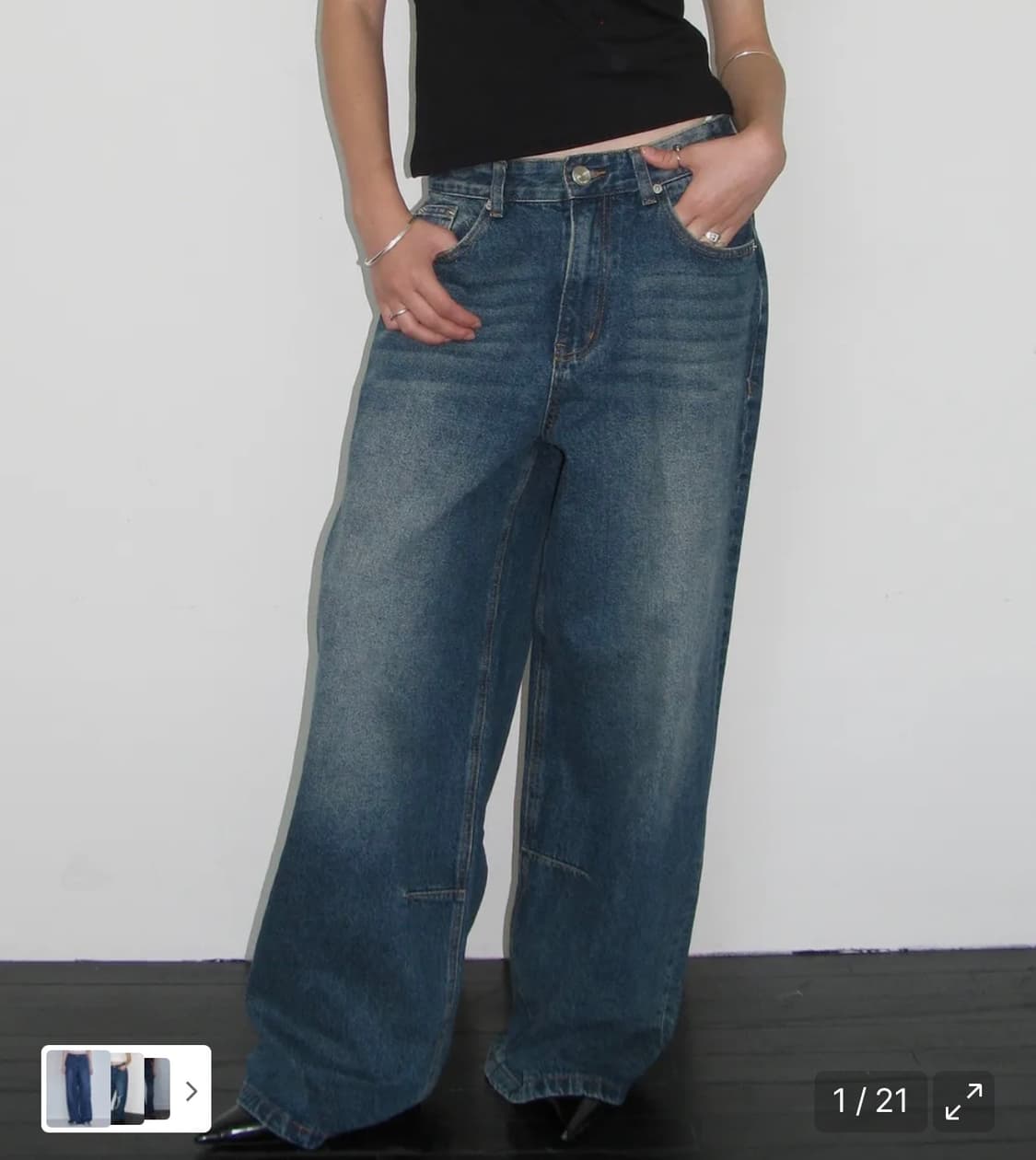 밀로 우먼 빈티지 와이드 데님 팬츠 [워시드 블루] s사이즈 상품이미지1