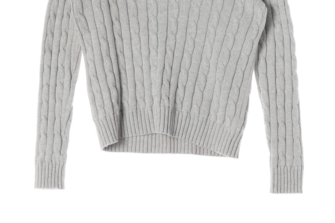폴로 랄프로렌 우먼스 코튼 케이블 브이넥 니트 그레이 S 상품이미지4