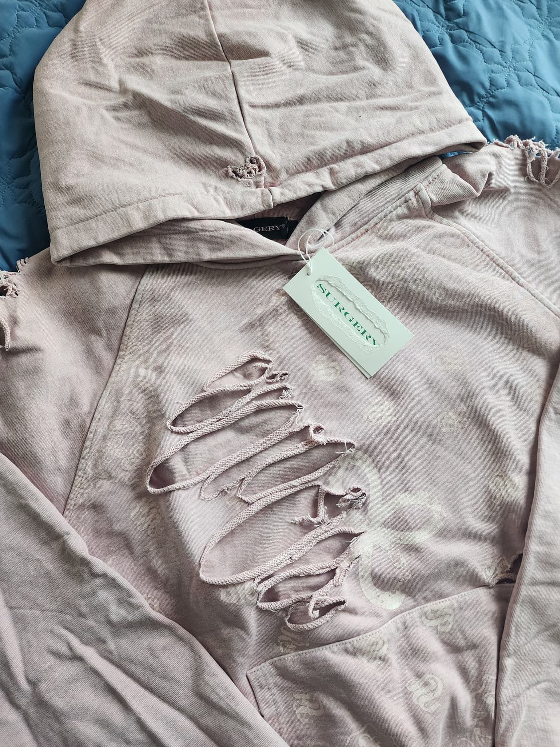 써저리 페이즐리 디스트로이드 후드 멜란지 핑크L 상품이미지1