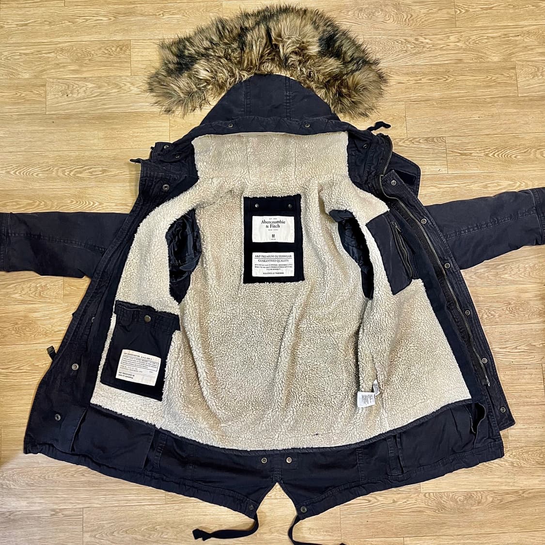 정품) 아베크롬비 프리미엄 쉐르파 양털 후드퍼 야상 패딩/ 100-105 상품이미지2