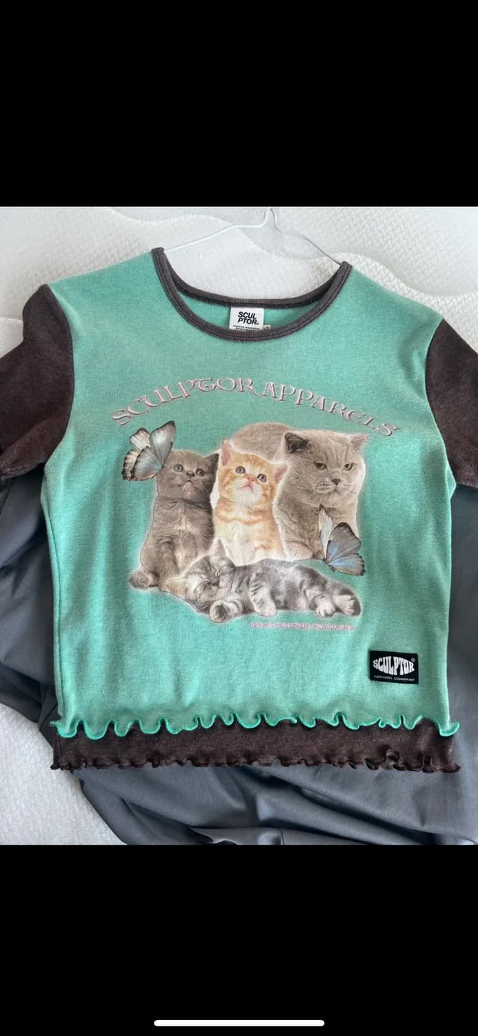 스컬프터 키튼 고양이 크롭티 상품이미지1