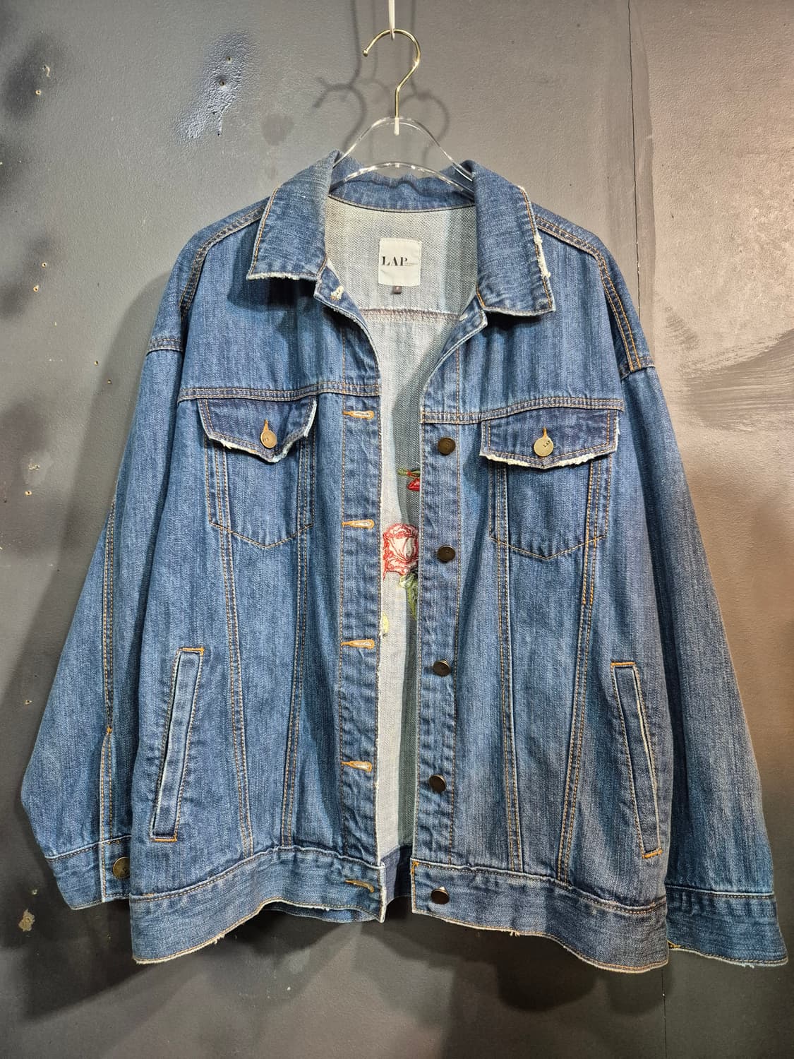LAP 장미 프린트 데님 청자켓 F 상품이미지3