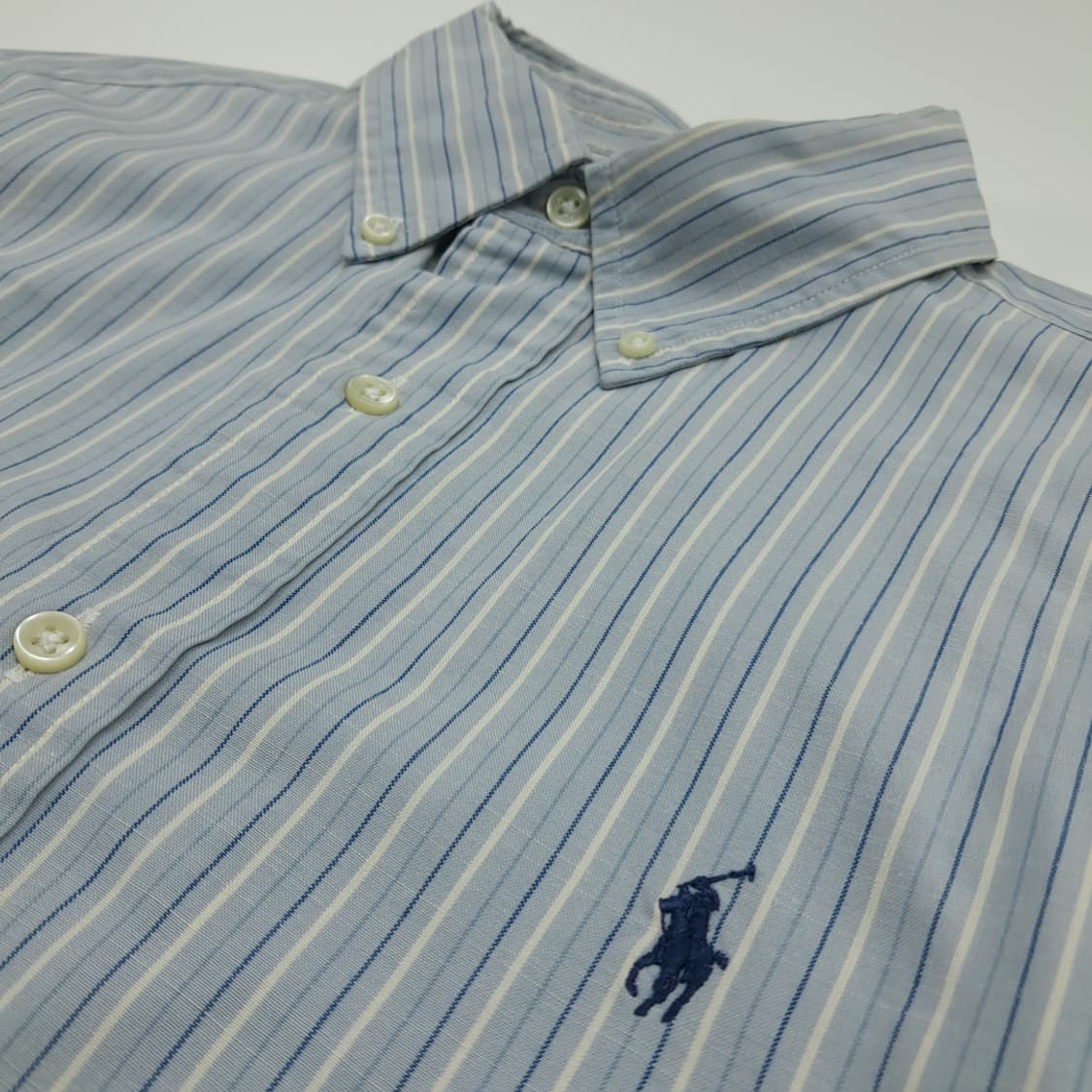 CN821 L 폴로 랄프로렌 베이비블루 올드스쿨 스트라이프 셔츠 남방 상품이미지6