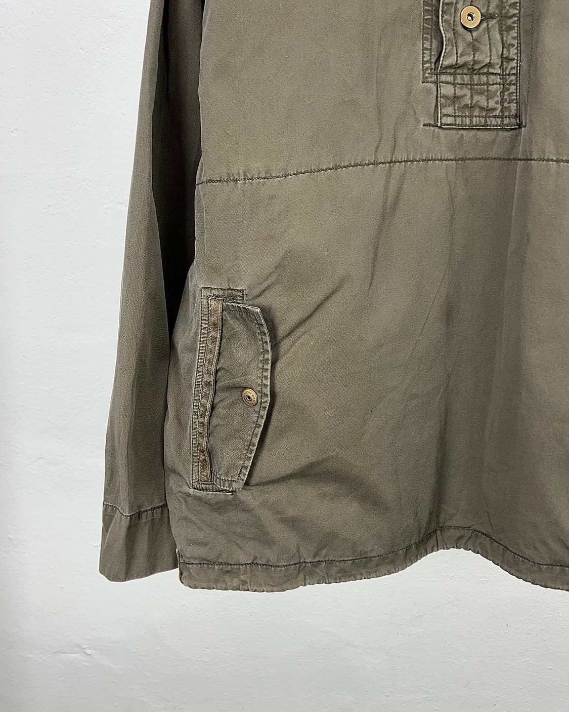 올드 네이비 카키 코튼 버튼 플라이 밀리터리 쿼터집 후디 자켓 상품이미지4