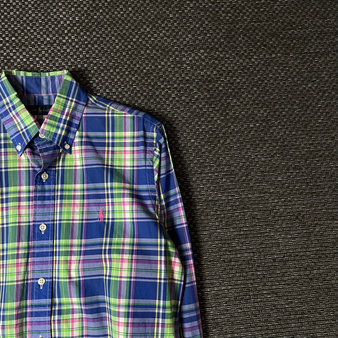 폴로랄프로렌 블루 핑크 그린 체크 긴팔 셔츠 S  상품이미지3