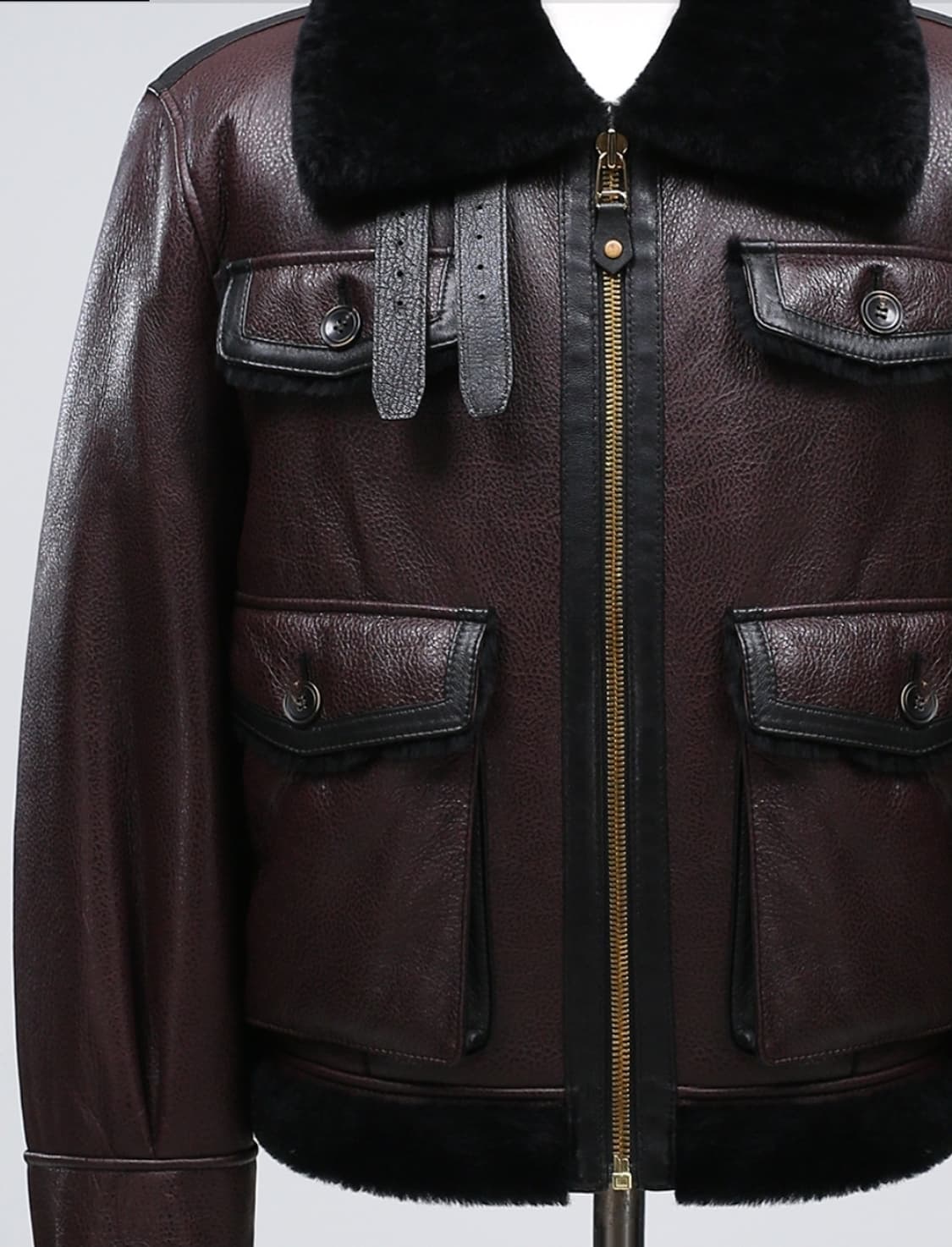 Real LambSkin - Crop Leather Mustang 상품이미지2