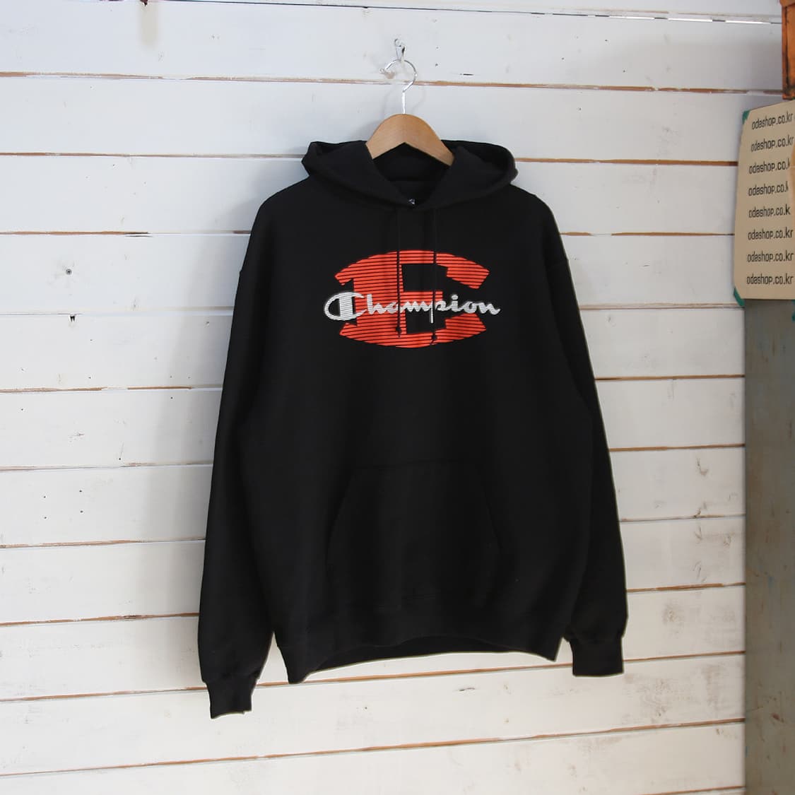 (착용컷) Champion 프린팅 후드 티셔츠 (남성용 100) 상품이미지1