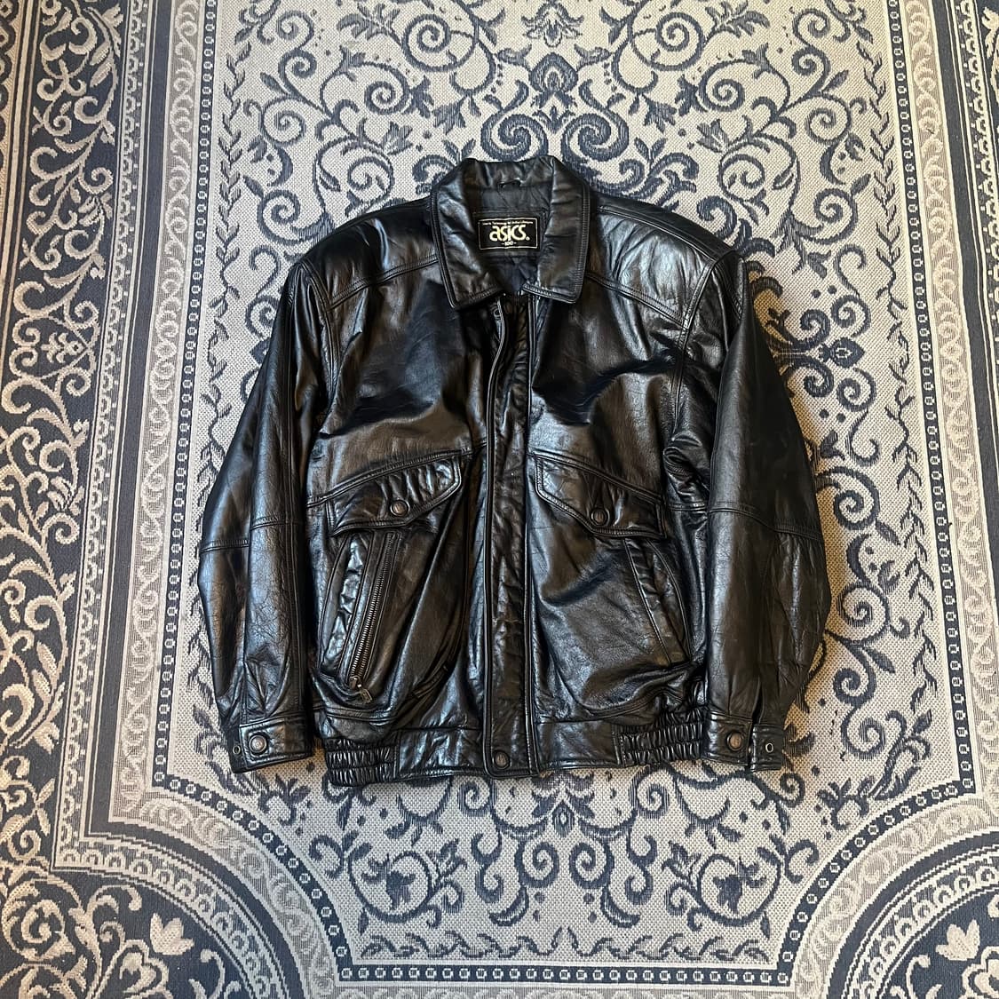 100 90s 아식스 레더 자켓/W2256 상품이미지1