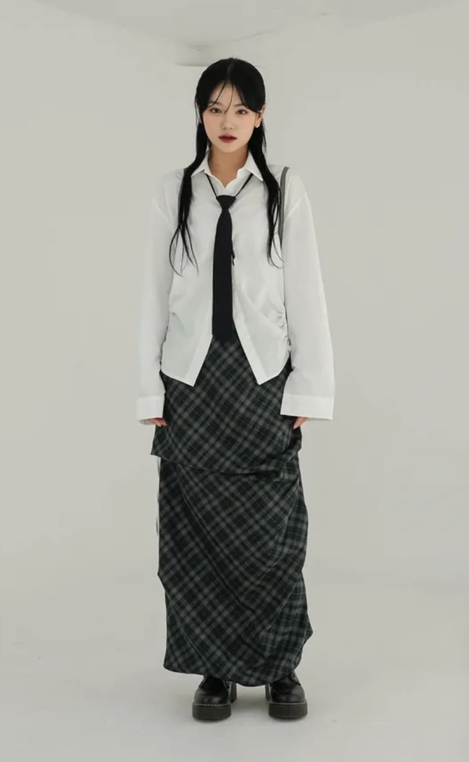 바이러니원 빈티지 데이 체크 롱스커트 상품이미지1