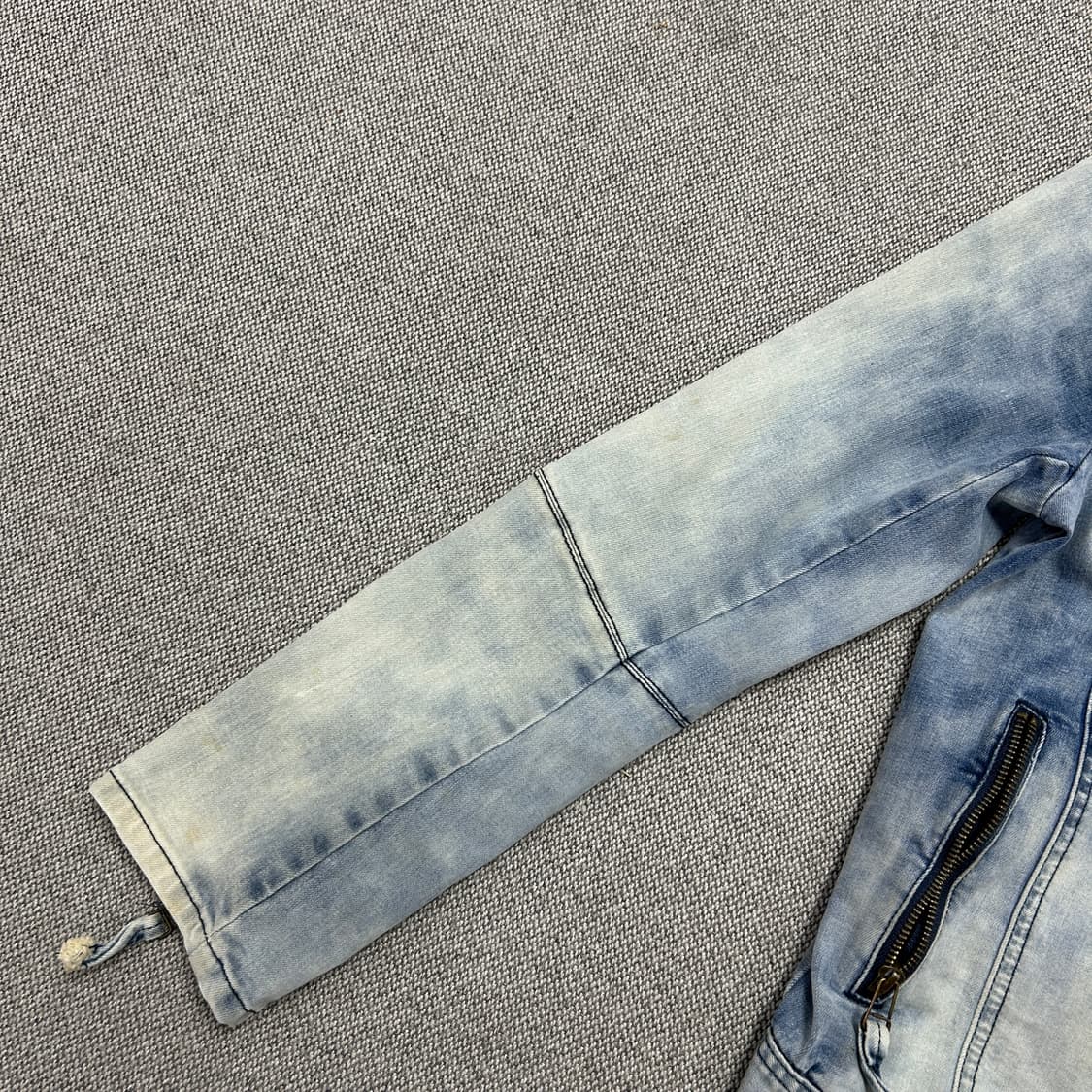 에비수 00s 백스펠아웃 워시드 데님 바이커 자켓(M) 상품이미지5