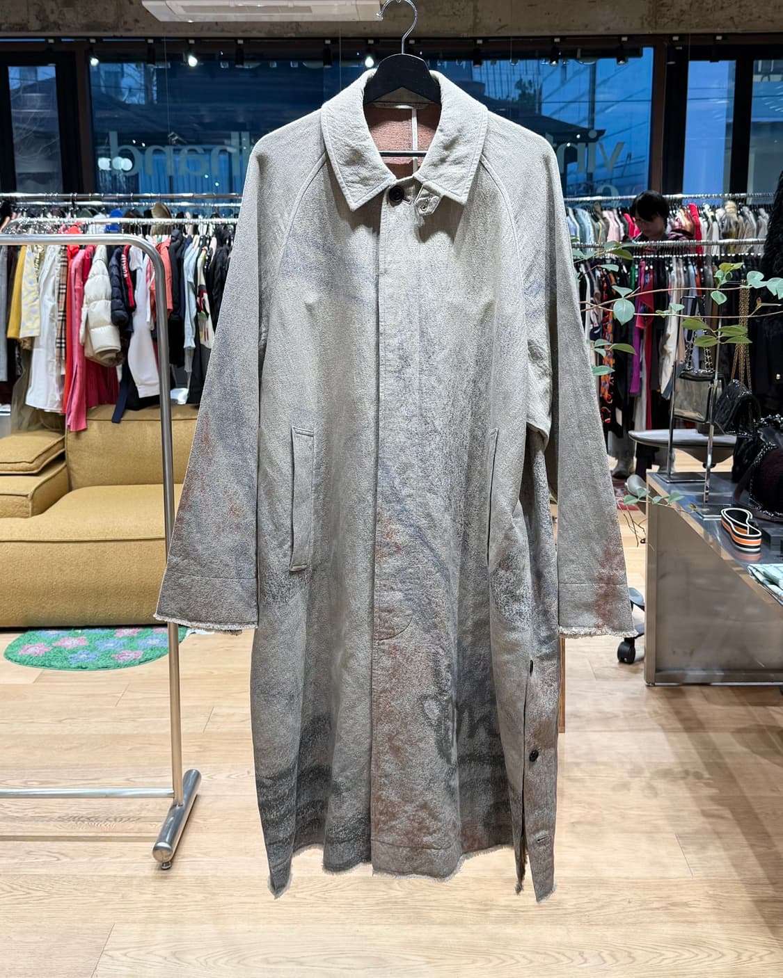 요크 베이지 자카드 볼 칼라 코트 상품이미지1