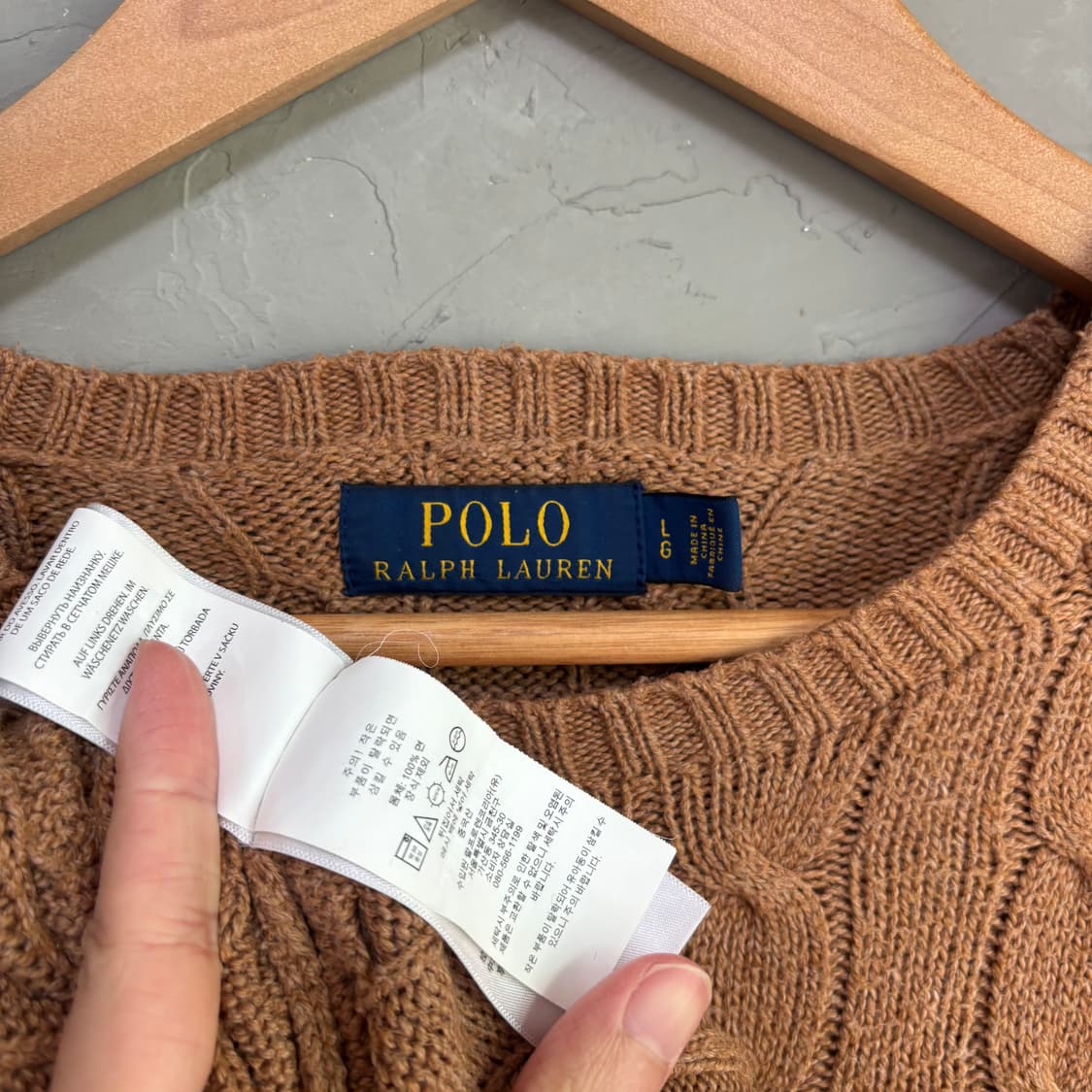 폴로 랄프로렌 꽈배기 니트 카멜 브라운 상품이미지3