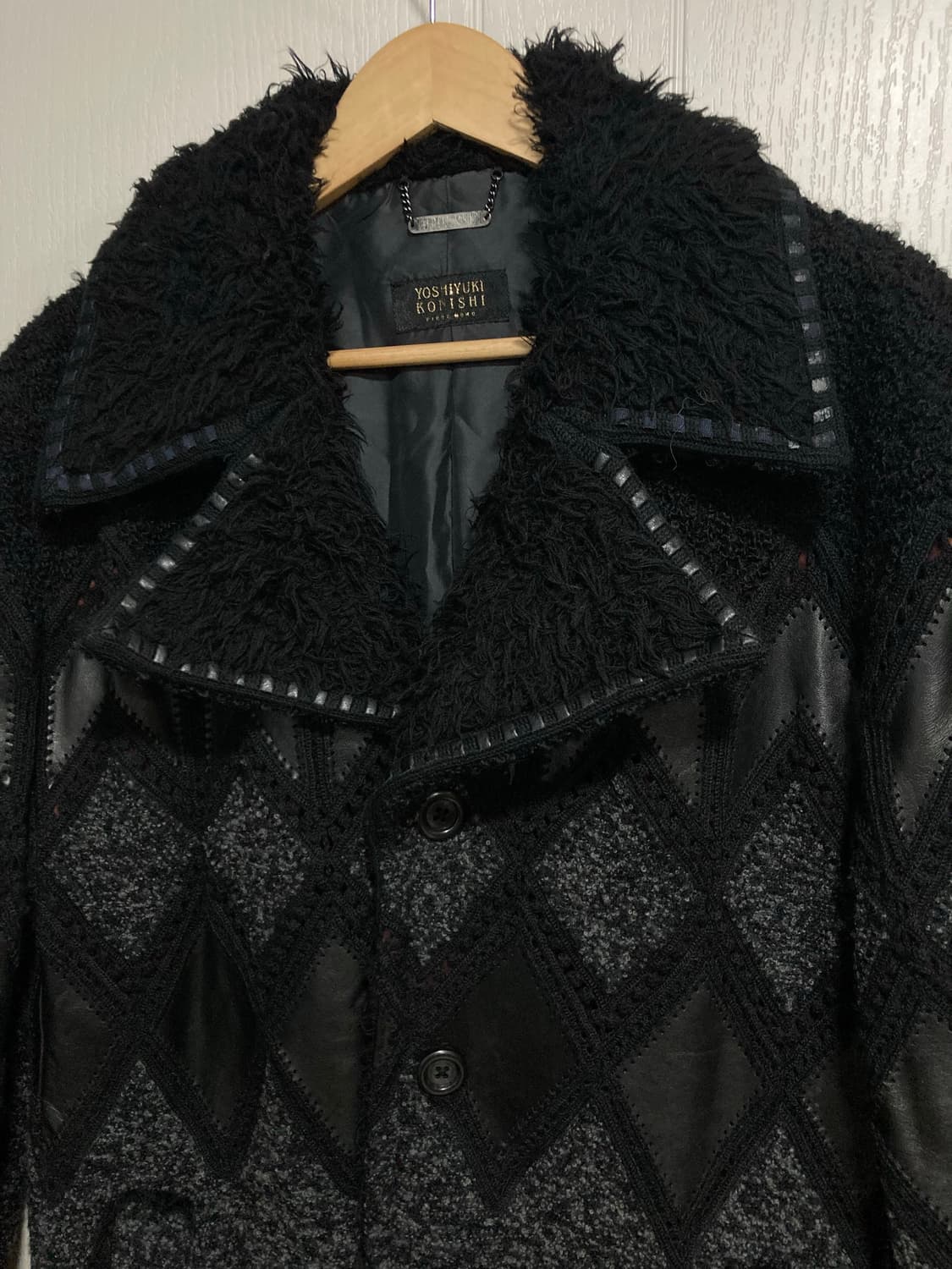 요시유키 코니시 아가일 퍼 코트 자켓 상품이미지5