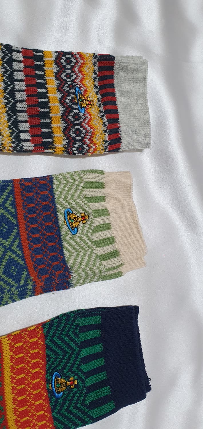 블루 그레이 그린 레드 크림베이지 에스닉 체크 비비안웨스트우드 양말  상품이미지10