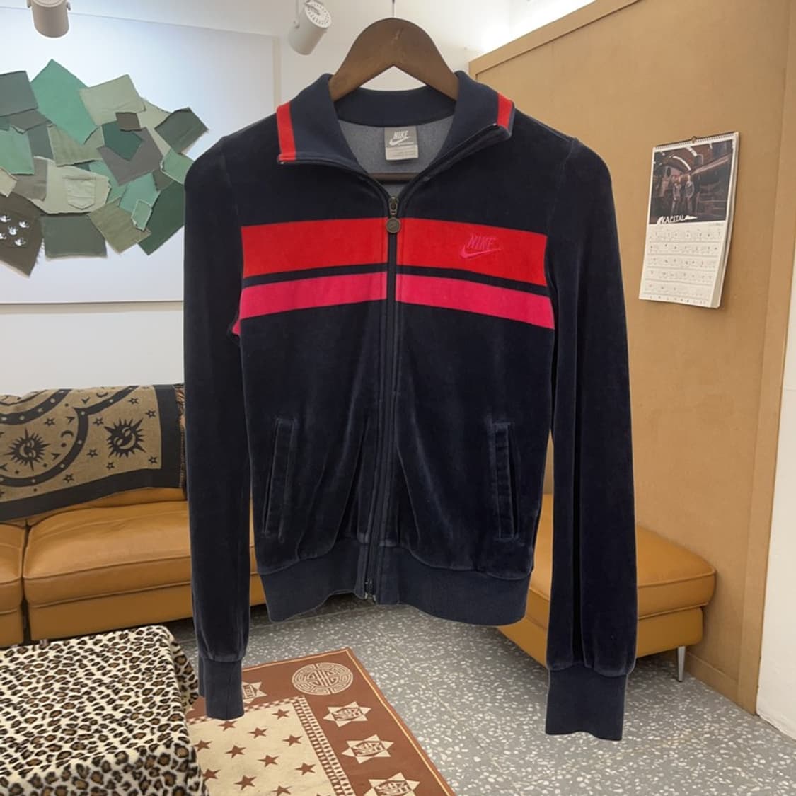 나이키 Y2K 레트로 00's 배색 벨벳 집업 자켓 XS C09700 상품이미지3