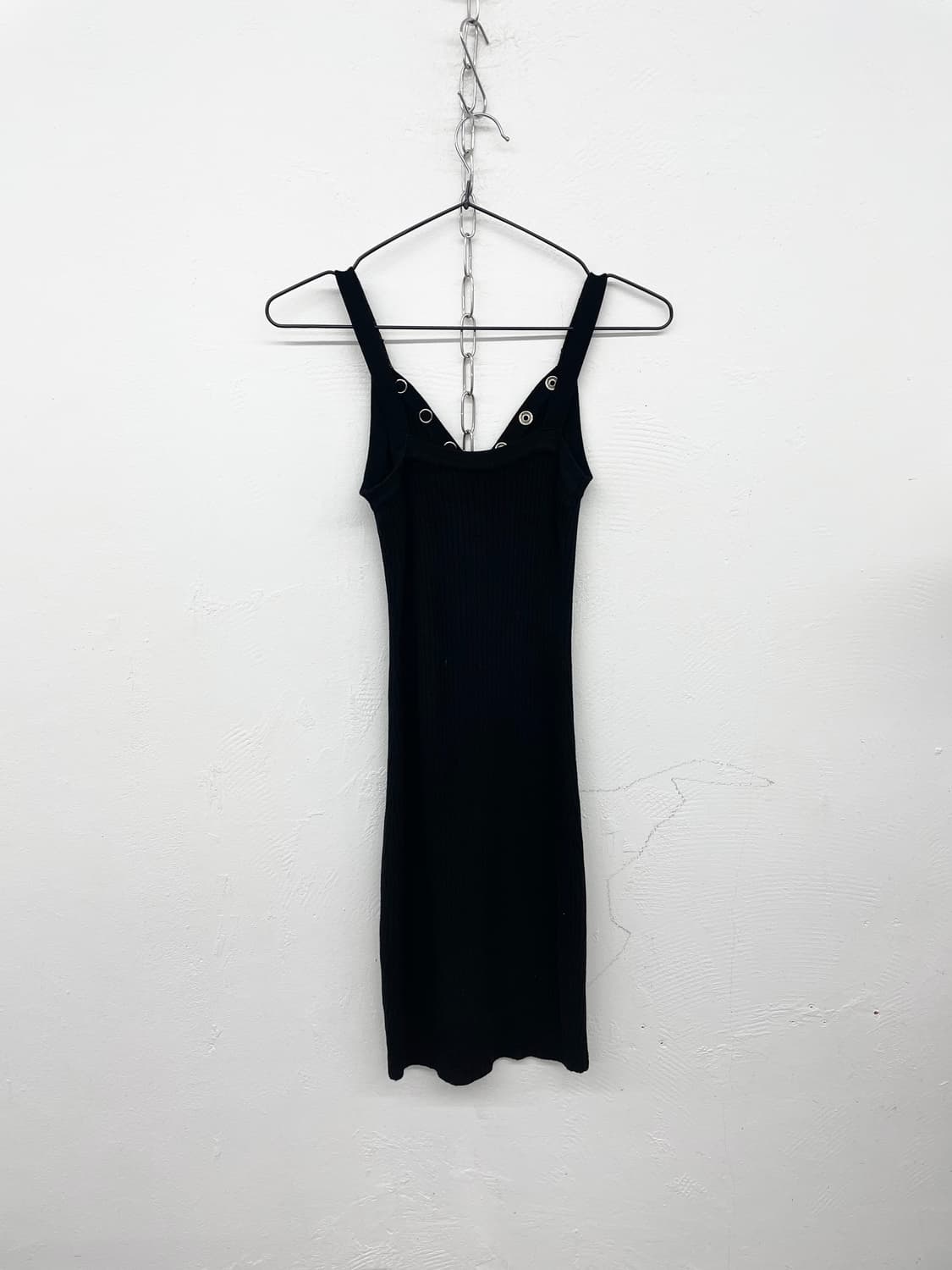 블랙 골지 버튼 원피스 상품이미지6