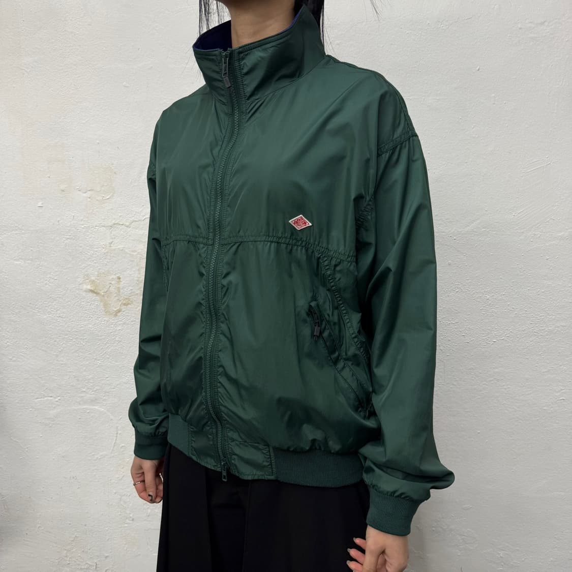 단톤(DANTON) 포레스트그린 나일론 하이넥 타페타 윈드브레이커 상품이미지1
