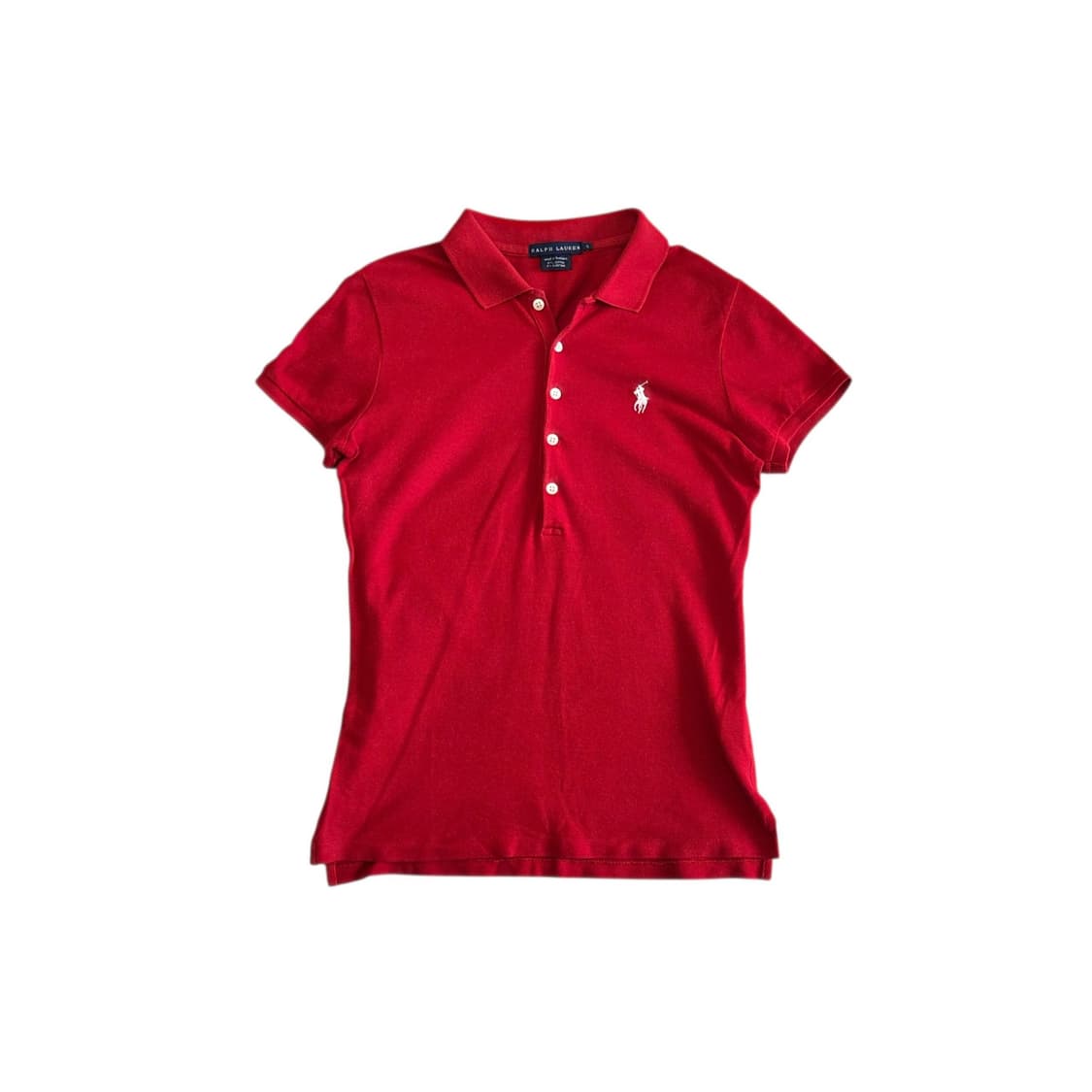 Ralph Lauren 랄프로렌 여성 슬림 카라 레드 반팔 티셔츠 상품이미지1