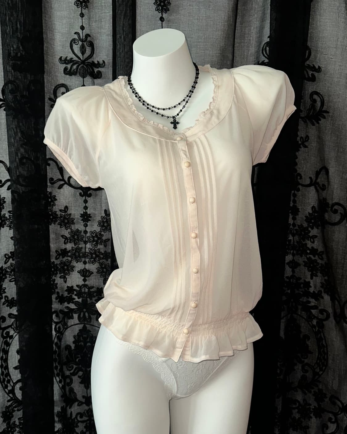 Ivory chiffon blouse 상품이미지1