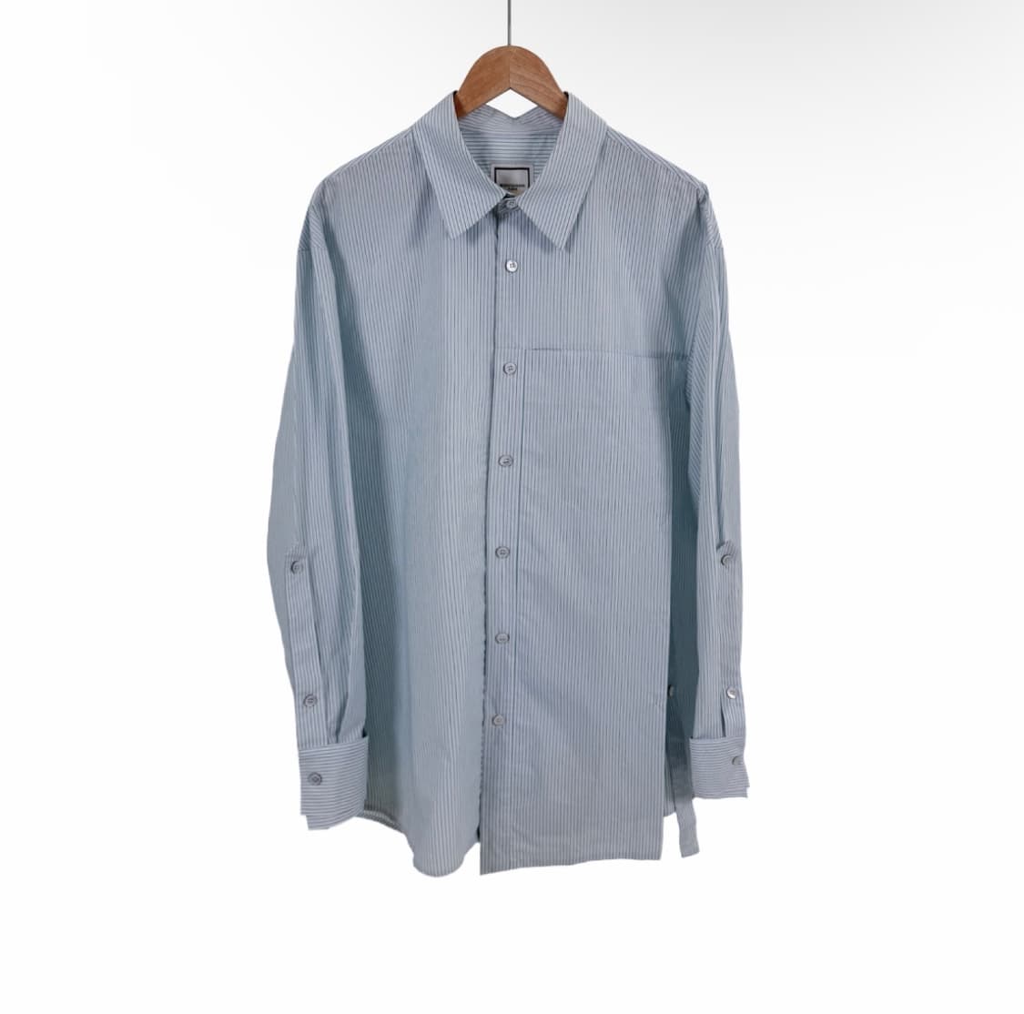 [50] 우영미 남성 스트라이프 오버사이즈 깅엄 셔츠 자켓 블루 상품이미지1