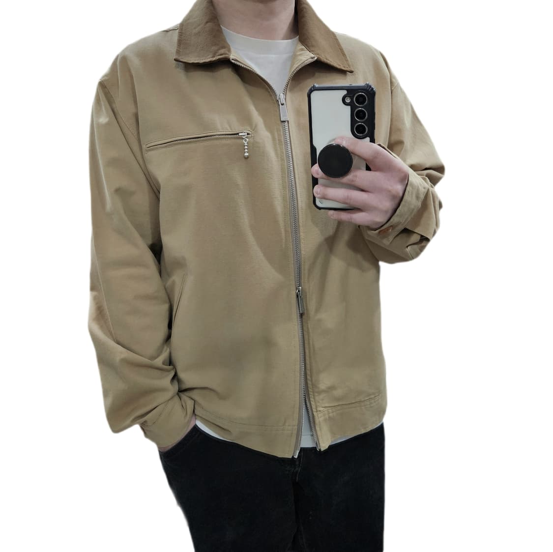 M 100) 새상품 시그니처 워크자켓 베이지 상품이미지1