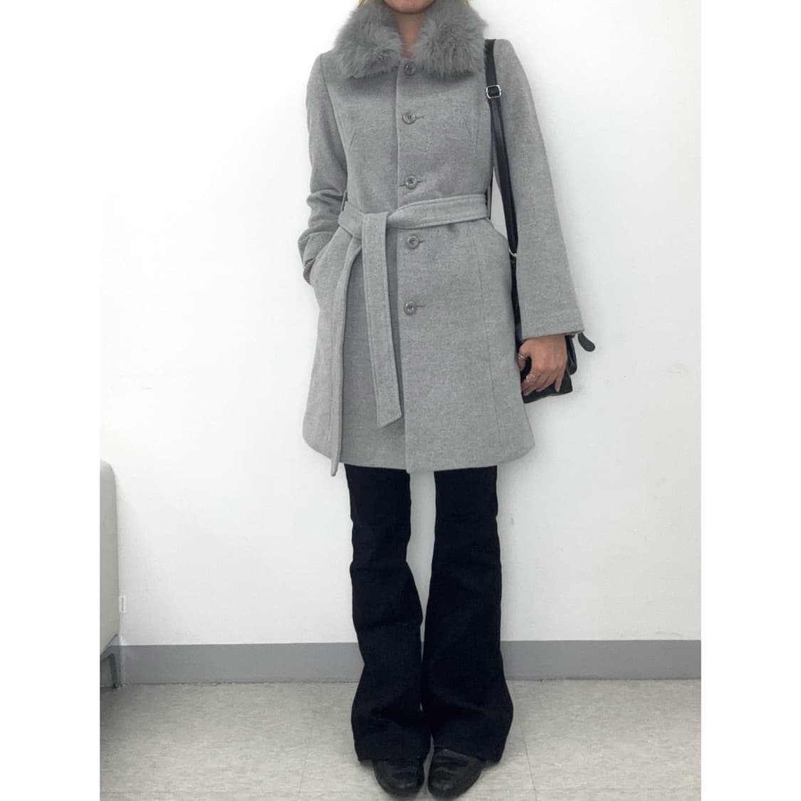 빈티지 데드스탁 그레이 앙고라 울 코트 상품이미지2