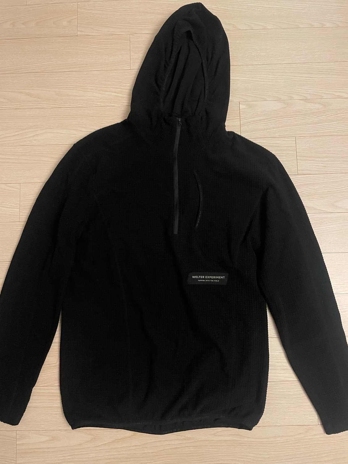 웰터 익스페리먼트 스퀘어 플리스 후드 풀오버 블랙 1사이즈 상품이미지5