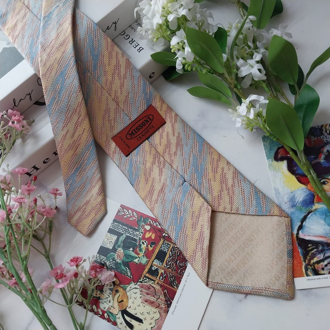 미쏘니 실크 살구톤 지그재그 패턴 넥타이 9.4cm A+등급 K1781
 상품이미지5