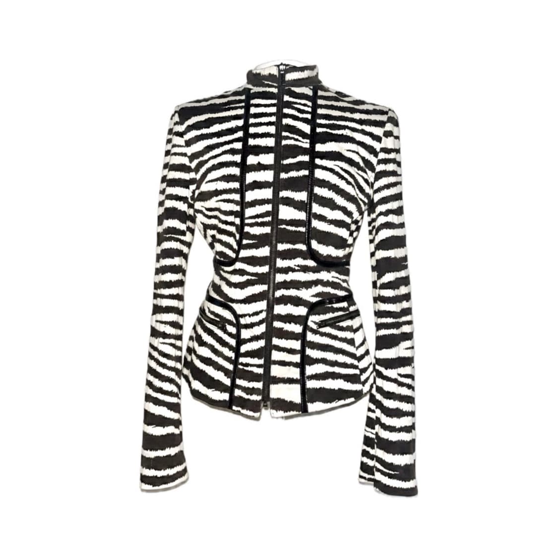 지브라 패턴 슬림핏 집업 자켓 상품이미지1