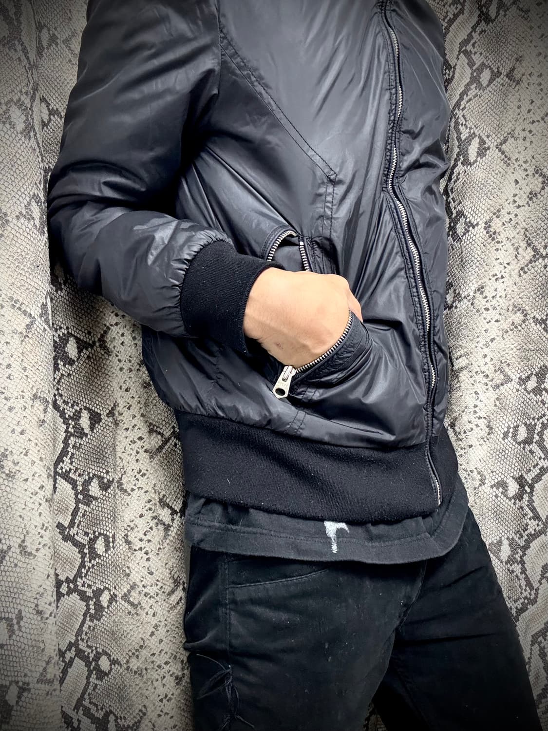 [Andew Y2K] Deep Navy Nylon Padded Jacke 상품이미지3