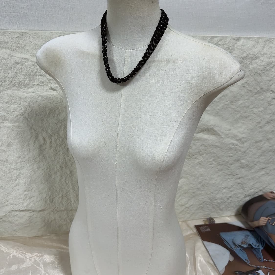 빈티지 So 스웨이드 브레이드 쿠바체인 목걸이 상품이미지1