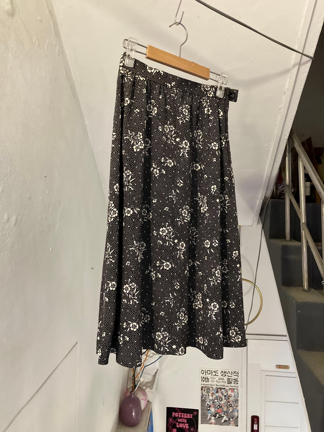 y2k 플라워 스판 미디 플레어 스커트 상품이미지3