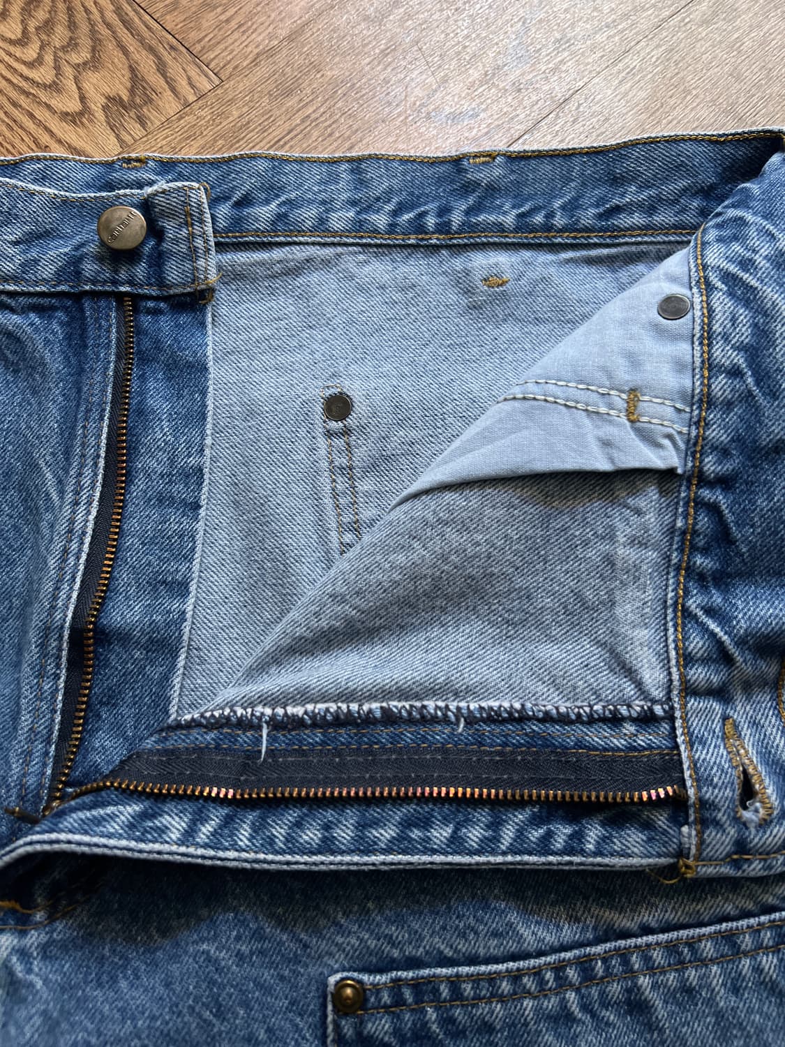 [38]칼하트 Made in USA 유니온메이드 더블니 데님 팬츠 상품이미지3