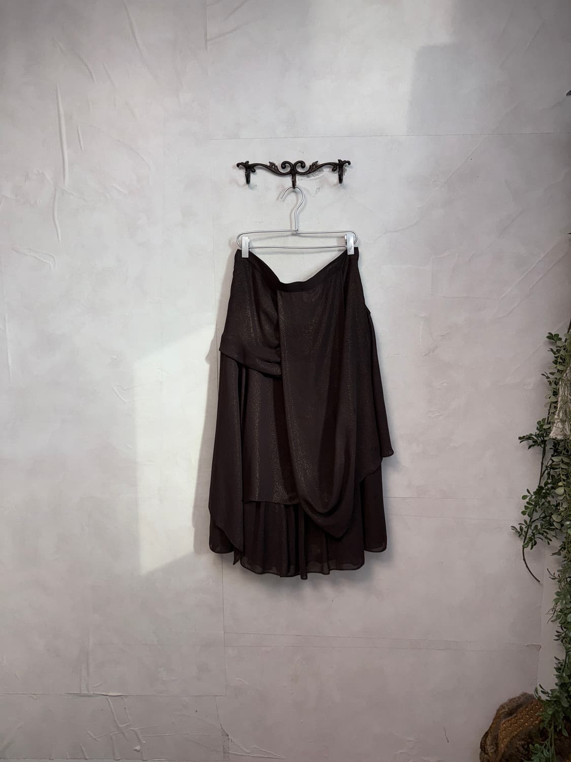 Gold brown glitter draped shirring skirt 상품이미지1
