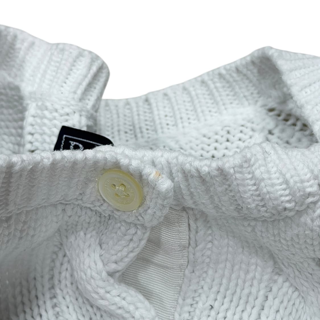 폴로 랄프로렌 QR 케이블 니트 코튼 크루넥 가디건 화이트 S 상품이미지8