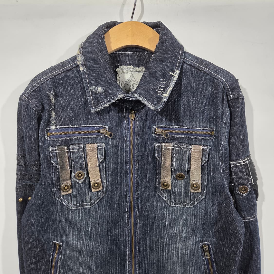 [Acid Jazz Men] 애시드재즈멘 y2k펑크 워싱 데미지 데님자켓 상품이미지3