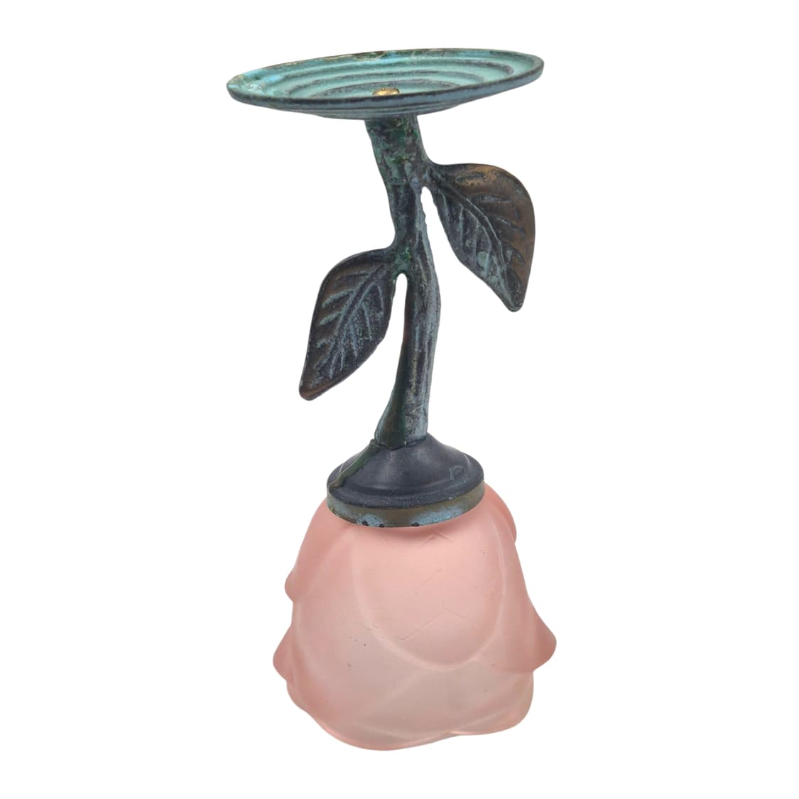 80s 엔틱 핑크 불투명 장미 촛대 상품이미지4