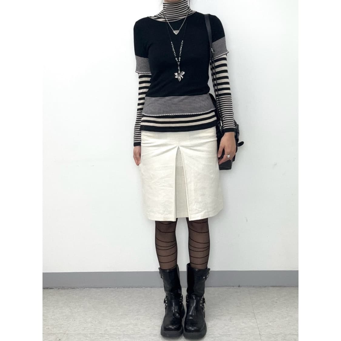 빈티지 블랙 반팔 니트 상품이미지2