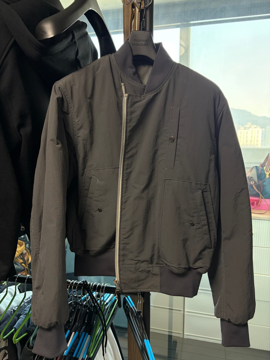 kyho 왁스 코티드 언발란스 ma-1 더스티 그레이 M 상품이미지2